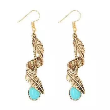 Leaf Shaped Ear Rings Green Stone Earrings Bohemian Style Eardrops Unique and Stylish Jewelry Colorful Accessories