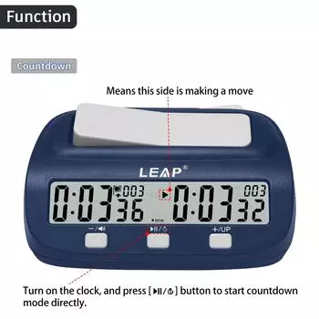 LEAP Chess Clock Цифровой шахматный таймер Профессиональный шахматный таймер с бонусом времени и задержкой темно-синий