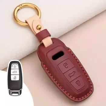 Кожаный чехол для смарт-ключа автомобиля A6 A7 A8 E-tron Q5 Q7 Q8 C8 D5 TFSI защитный чехол для бесключевого брелока автомобильные аксессуары Shell вино красного