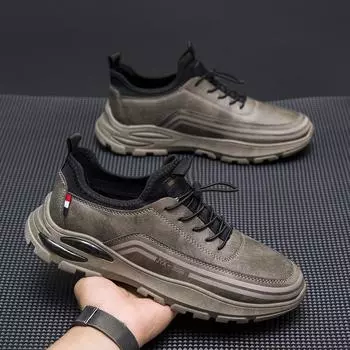 Leather casual shoes men s 2025 new outdoor men s shoes one-pedal non-slip work shoes black waterproof labor insurance shoes 39