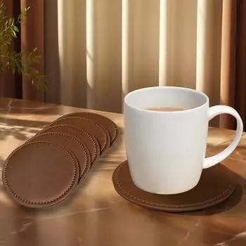 Leather Coasters for Drinks1/3/5Pcs Leather Coasters for Home DecorTabletop ProtectionHandmade Tea and Water Cups Coffee Mat