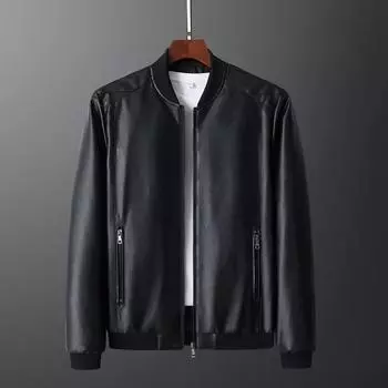 Leather jacket men s spring and autumn thin trendy coat loose casual large size medium and youth baseball collar leather jacket for men XS