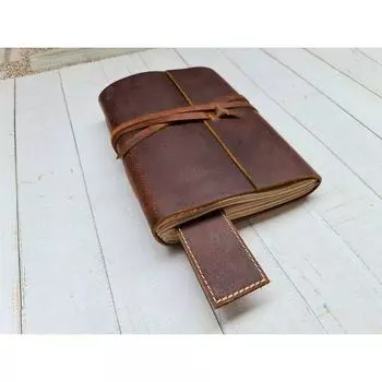 Leather journal, leather sketchbook, personal organizer, 7 x 5 in