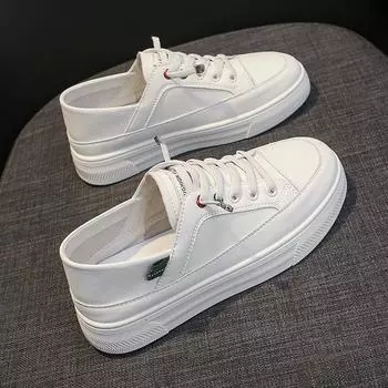 Leather Lightweight Soft-soled Little White Shoes Women s Shoes Summer New Breathable Casual Lazy Single Shoes Sports Board Shoes 35