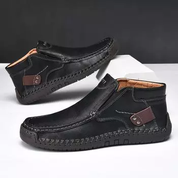 Leather Men s Casual Shoes 2025 Slip-on Men s Loafers Comfortable Flats Shoes for Men Hard Wearing Hot Sell Zapatillas De Hombre 39 светло-коричневого