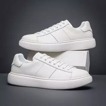 Leather men s shoes board shoes spring and autumn casual little white shoes cowhide European goods versatile breathable soft sole driving four seaso 38 грязно-белый