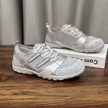Leather mesh breathable women s new summer versatile soft sole comfortable sports and leisure shoes 35
