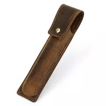 Leather Pen Pouch Holder Large Capacity Desktop Organizer Portable Pen Pencil Case Stationary Style 1