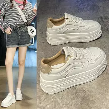 Leather platform white shoes women s new models in 2025 will increase in popularity, spring women s shoes casual shoes sports women s shoes children 35