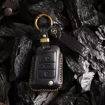 Leather Retro Key Cover for Volkswagen: Compatible with New Sagitar, Lavida, Tan Song, Ying Lingdu, Tanyue, X Models.