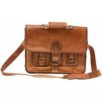 Leather Satchel Shoulder Laptop Bag Messenger Briefcase Men s Vintage Aircabin 13 x 10 x 4 in