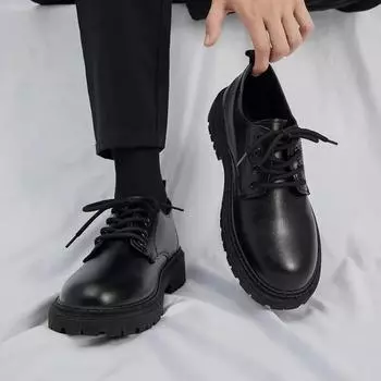 Leather Shoes for Men Flat Non Slip and Waterproof Round Toe Man Casual Shoe Adults In Promotion Low Price Fashion 2024 Designer 39