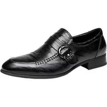 leather shoes Men Loafers Pu Leather Slip-On Round Toe Solid Spring Autumn Handmade Men s Casual Shoes for Business dress shoes 6.5