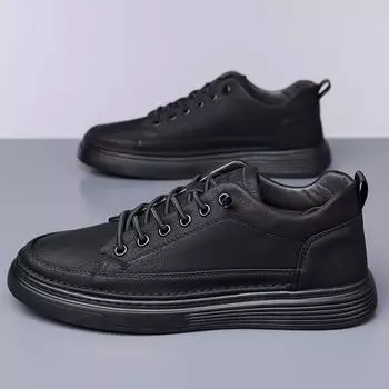 Leather shoes men s 2025 new soft-soled black sports board shoes men s shoes casual versatile men s shoes 38