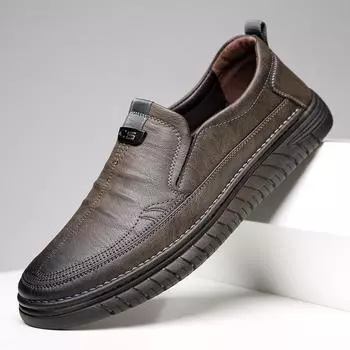 Leather shoes men s 2025 spring new soft-soled breathable casual beef tendon sole non-slip men s driving middle-aged father shoes 38