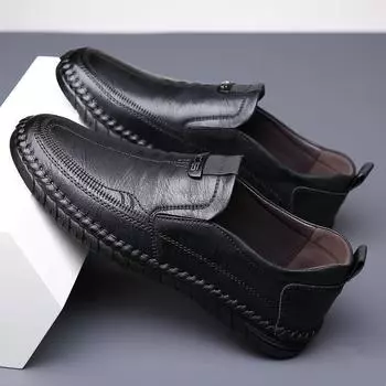 Leather Shoes Men s Business England Black Non-slip Casual Shoes Walking Comfortable Lightweight Wide-top PU Shoes 42
