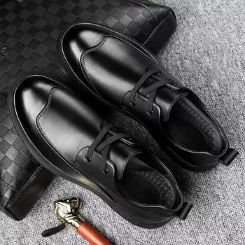 Leather shoes men s cowhide soft sole soft leather business casual men s shoes men s low-top casual shoes dad shoes men s 38