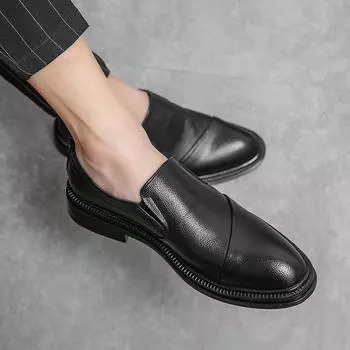 Leather shoes men s Korean version soft sole heightening men s shoes youth British pointed trend casual dress leather shoes 37 чёрный