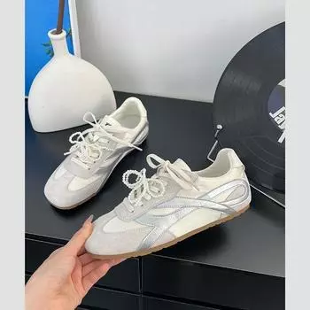 Leather version~ inner height increase 4cm retro new versatile sports and leisure board shoes for women 35