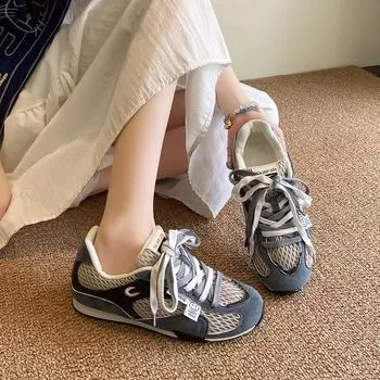 Leather version~ Retro fishing net women s summer models mesh breathable thick-soled versatile casual sports shoes tide 35