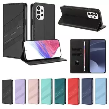 Leather Wallet Flip Case for Samsung Galaxy A42 A50 A51 A52 A53 A54 A55 A56 A70 A71 A72 A73 A81 A91 F06 F16 4G 5G Phone Cover A42 5G синий