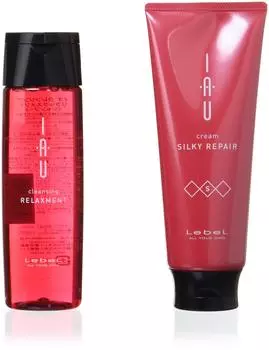 Lebel IAU IAU Очищающий расслабляющий шампунь 200 мл Io Cream Silky Repair Treatment 200 мл Набор и красный