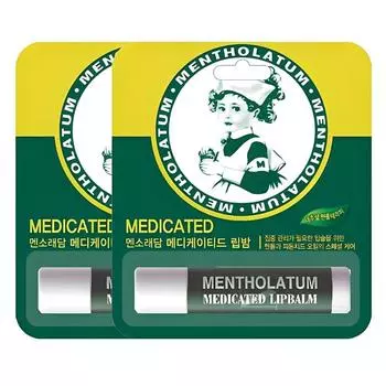 Лечебный бальзам для губ Mentholatum, натуральный ментол, 3,5 г, 2 шт.