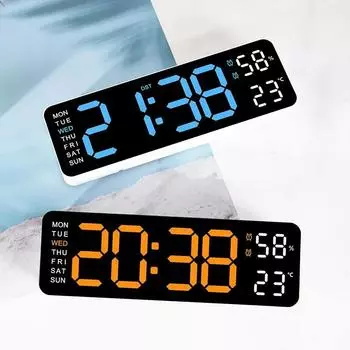 LED Alarm Clock Digital Temperature 12/24H Brightness Adjustment Date Table Clock Snooze Desktop Wall Clock Home Kitchen Office