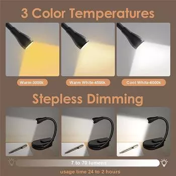 LED Book Lights Rechargeable Night Light Adjustable Mini Clip Study Desk Lamp Eye Protection Reading Lamp Travel Bedroom 1/2Pcs 1pc белый