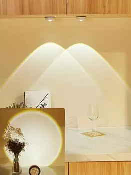 LED Cabinet Lights Battery Powered Touch Sunset Lamp Bedroom Decor Lights 3A Battery Powered For Closet Wall Bedroom Decoration