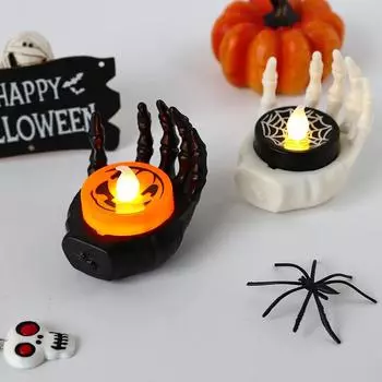 LED Candlesticks Lamp Halloween Electronic Candle Palm Rest Night Light Battery Powered For Halloween Party Decor Supplies 1Pcs