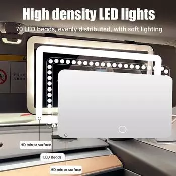 LED Car Sun Visor Vanity Mirror Car Vanity Mirror with 3 Light Modes and 60 LEDs Rechargeable Cosmetic Mirror auto Makeup Mirror