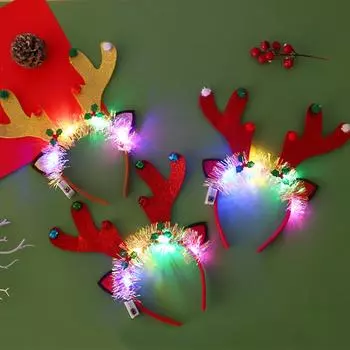 Led Christmas Antler Headband Reindeer Light Up Headband Hair Hoop Children Party Costume Decoration