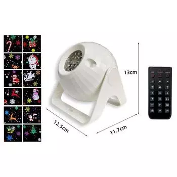 LED Christmas Projector Light with 16 Patterns, Auto Rotating Snowflake and Cartoon Effect Lamp USB Powered for Outdoor Garden Home Holiday Decoration NO Bluetooth USB