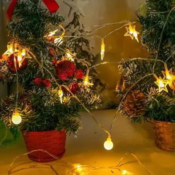 LED Christmas String Lights Battery Operated Snowflake Star Garland Fairy Lights Waterproof Indoor Outdoor Xmas Party Decoration 3M 20LEDS