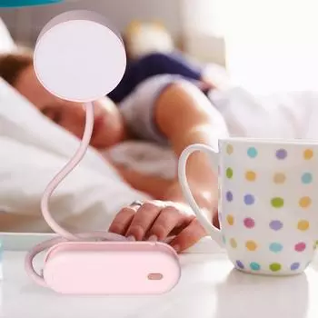 LED Desk Lamp with Gooseneck Night Light 3 Color Stepless Dimming Foldable Eye Protection Lamp USB ChargingPink