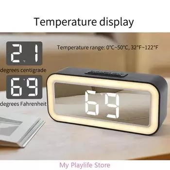 LED Digital Table Clock with Temperature Date Display Snooze Function USB Port белый