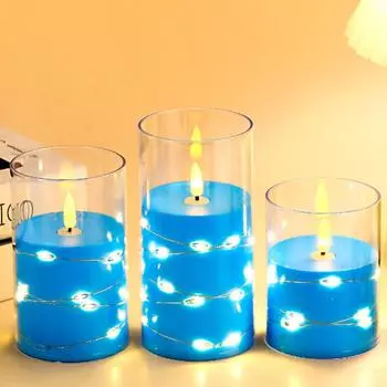 Led Electronic Candle Light Flameless Remote Timer Flickering Lamp Clear Acrylic Glass Battery Powered Wedding Party Christmas