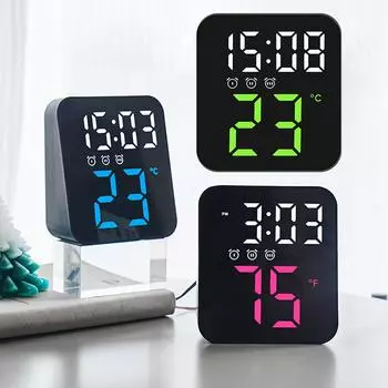 LED Electronic Digital Alarm Clock With Temperature Time Display 2 Levels Adjustable Brightness Bedside Clock For Home Decor