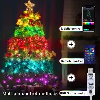 Led Fairy Light Strip Christmas Lights Smart Bluetooth USB Music Festoon Street Garland Wedding Birthday Party Decor for Home