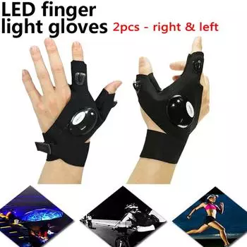 Светодиодный фонарик для рыбалки Magic Strap Перчатки без пальцев Водонепроницаемые Велоспорт Кемпинг Пеший туризм Спасательные перчатки Перчатки для освещения фонаря zeng A339