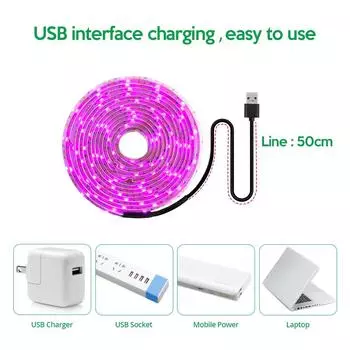 LED Grow Light Full Spectrum 5V USB Grow Light Strip LED Phyto Lamps For Plants Greenhouse Hydroponic Growing Lamp 1M 2M 3M 1M