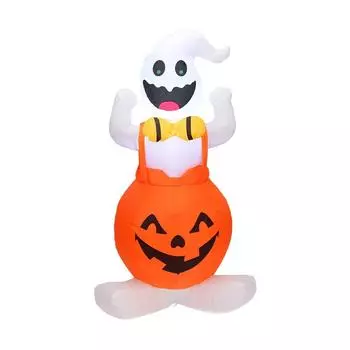LED Inflatable Halloween pumpkin inflatable model 1.2m strap pumpkin ghost Halloween decoration garden courtyard lawn lamp US Plug