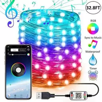 LED Light Smart Bluetooth Garland Christmas Fairy String Light USB Plug APP Bluetooth Control Party Wedding New Year s Decor 2M 20LEDS