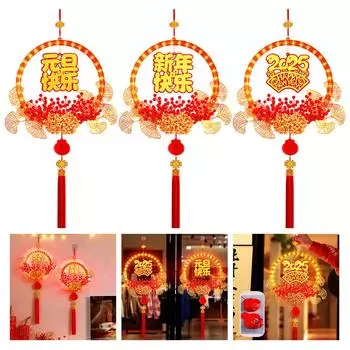 LED Light Up Pendant for New Year Party Decoration Decorative Glowing Wreath for Indoor and Outdoor Use Party Supplies S