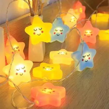LED Lights String Star Garland Lamp USB/Battery Powered For Living Room Outdoor Garden Camping Wedding Christmas Party Decor 1.5M Battery case