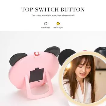 LED Makeup Mirror 3 Mode Dimmable With Touch Screen Bracket Makeup Mirror USB Power Powered Portable Makeup Travel Mirror Girls