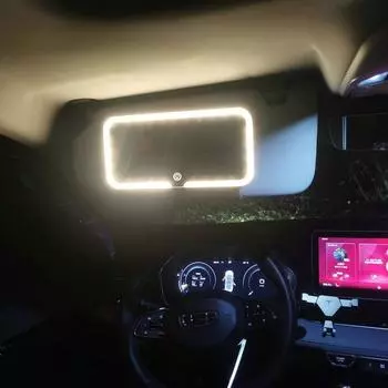 LED Makeup Mirror Car HD Three Gear Adjustment Make up Mirrors with Light Touch Screen Dressing Table Cars Vanity Square Mirror белый