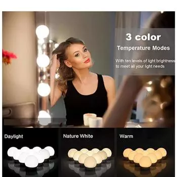 LED Makeup Mirror Light Bulbs USB Charging Vanity Makeup Mirror Lights Bathroom Dressing Table Lighting Dimmable LED Wall Lamp 6 LED lights