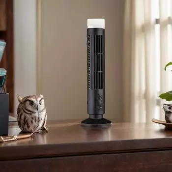 LED Mini Air Conditioner Vertical 2 Gear Speed Multifunctional Air Cool Portable Bladeless Electric Fan for Living Room Bedroom чёрный